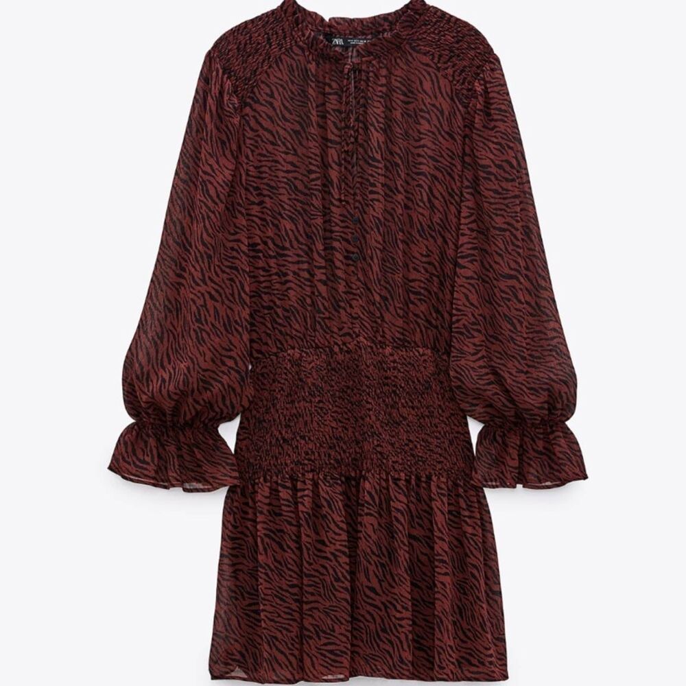 ZARA ANIMAL PRINT RUFFLED MINI DRESS